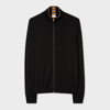 Paul Smith Black Merino Wool Zip Cardigan In Black