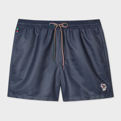 PAUL SMITH NAVY ZEBRA LOGO SWIM SHORTS BLUE