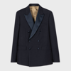 PAUL SMITH MEN'S NAVY WOOL-MOHAIR DOUBLE-BREASTED EVENING BLAZER BLUE