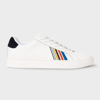 PS BY PAUL SMITH WHITE LEATHER 'SPORTS STRIPE' 'REX' SNEAKERS