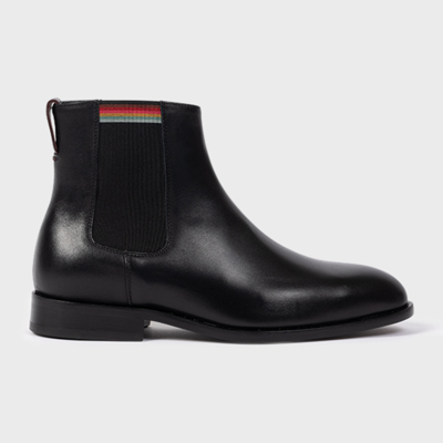 Paul Smith Stripe-detail Leather Ankle-boots In Black