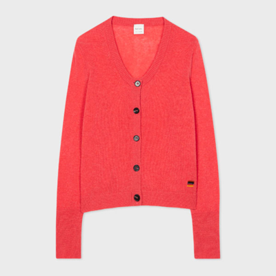 Paul Smith Cashmere Knitted Cardigan In Coral