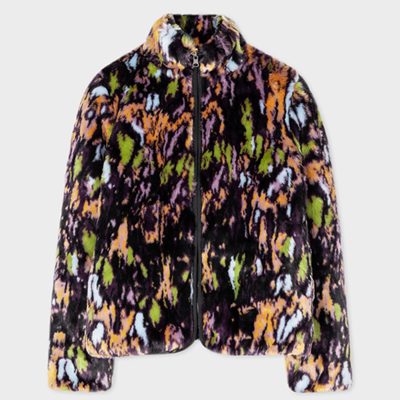 Paul Smith Abstract-print Brushed-effect Jacket In Black