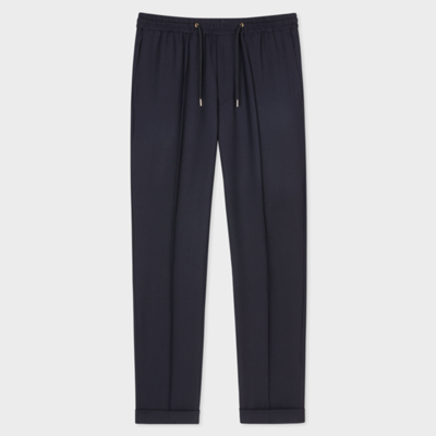 PAUL SMITH A SUIT TO TRAVEL IN - SLIM-FIT NAVY DRAWSTRING-WAIST WOOL PANTS BLUE
