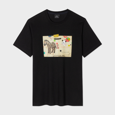Ps By Paul Smith Ps Paul Smith Mens Reg Fit T Shirt Zebra Card In Black