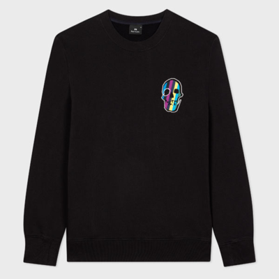 Ps By Paul Smith Skull-embroidered Organic-cotton Sweatshirt In Blacks