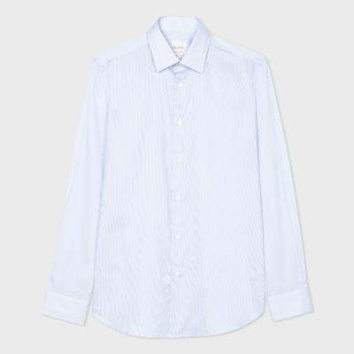 Paul Smith Tailored-fit Light Blue 'fine Stripe' Easy Care Shirt In Blues
