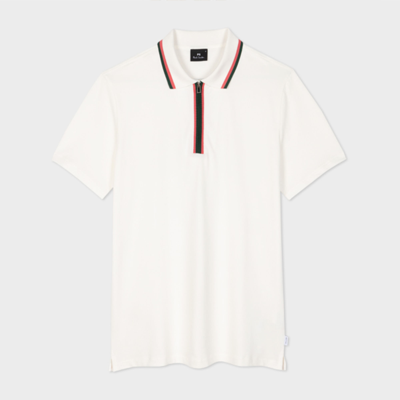 Ps By Paul Smith Mens Reg Polo Ss Zip In Whites