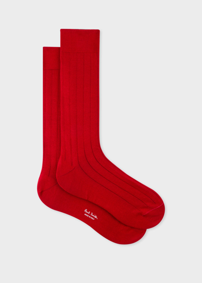Paul Smith Red Cotton-blend Ribbed Socks