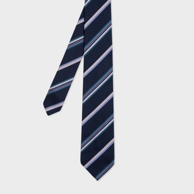 Paul Smith Men Tie Multicol Stripe In Blues