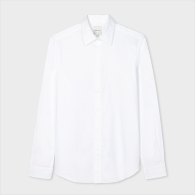 Paul Smith Slim-fit White Cotton Twill Easy Care Shirt In Whites