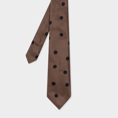 Paul Smith Men Tie Big Polka In Brown