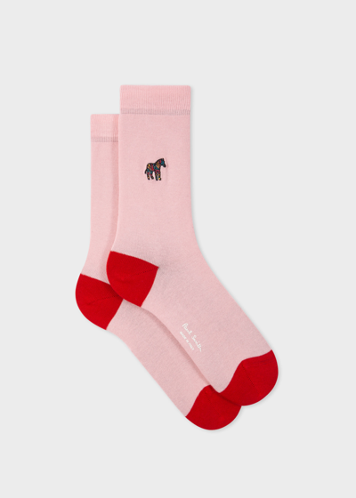 Paul Smith Women's Light Pink Socks With 'swirl' Embroidered Zebra