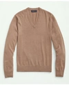 Brooks Brothers Fine Merino Wool V-neck Sweater In Camel