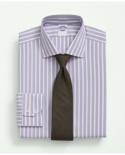 Brooks Brothers X Thomas Mason Cotton Poplin English Collar, Striped Dress Shirt In Purple