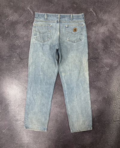 Pre-owned Carhartt X Vintage 90's Carhartt Faded Light Blue Y2k Work Denim Jeans