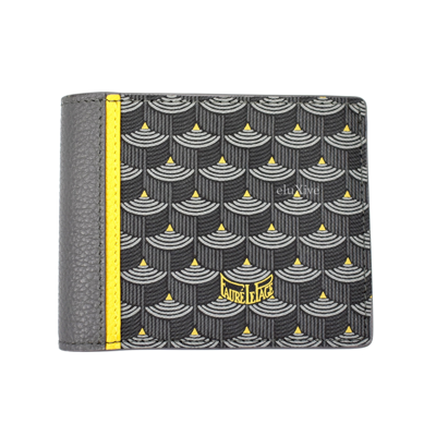 Pre-owned Fauré Le Page Steel Gray / Yellow 6cc Bifold Wallet (2019) Nwt In Grey