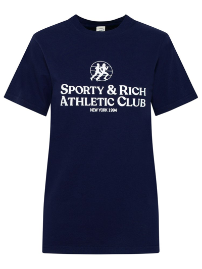 Sporty And Rich Sporty & Rich Athletic Club Crewneck T In Navy