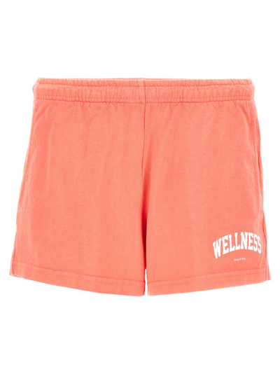 Sporty And Rich Sporty & Rich Slogan Embroidered Pocket Detailed Shorts In Pink