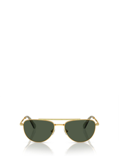 Swarovski Pavé Crystal-embellished Pilot-frame Sunglasses In Gold