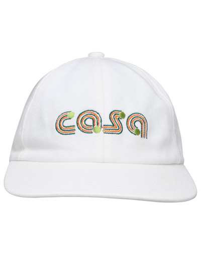 Casablanca Logo Embroidered Flat Peak Baseball Cap In White