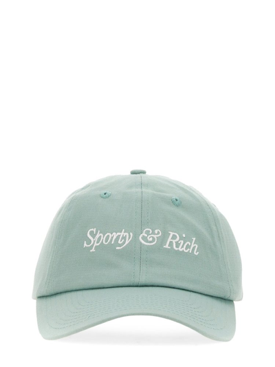 Sporty And Rich Sporty & Rich Logo Embroidered Curved Peak Cap In Green