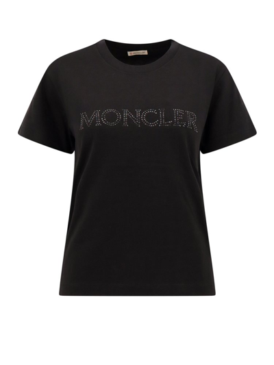 Moncler Logo-embellished Cotton T-shirt In Black