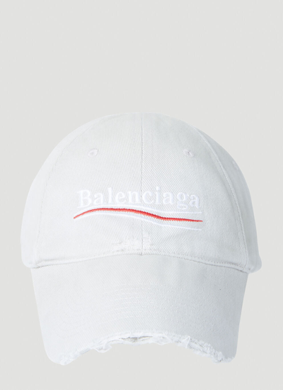 Balenciaga Men Political Campaign Baseball Cap In White