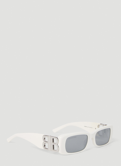 Balenciaga White Dynasty Rectangle Sunglasses