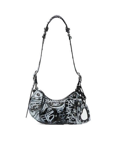 Balenciaga Women Shoulder Handbag Le Cagole Xs Bag Graffiti For Women In Black