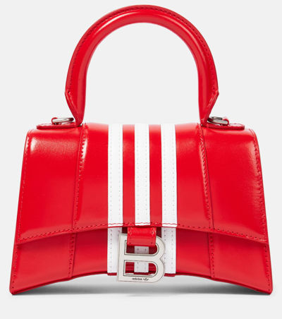 Balenciaga Xs Hourglass Croc Embossed Leather Bag In Red