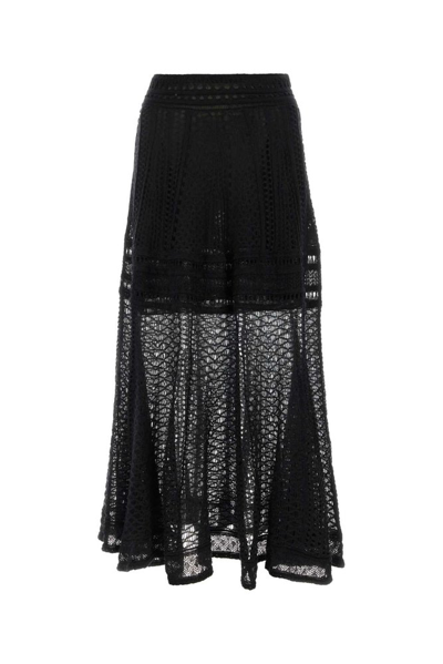 Chloé Double Layered Midi Skirt In Black