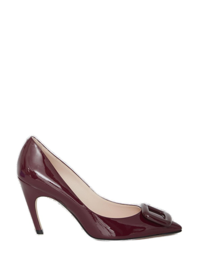 Roger Vivier Viv' Choc Lacquered Buckle Pumps In Red