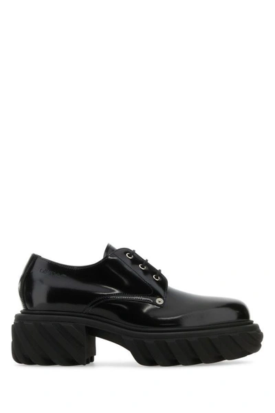 OFF-WHITE OFF WHITE MAN BLACK LEATHER EXPLORATION LACE-UP SHOES