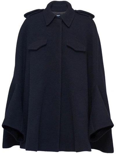 Prada Caban Coat In Blue