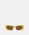 Stella Mccartney Falabella Rectangular Sunglasses In Shiny Opaline Yellow/solid Brown