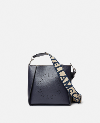 Stella Mccartney Logo Grainy Alter Mat Shoulder Bag In Indigo Moon