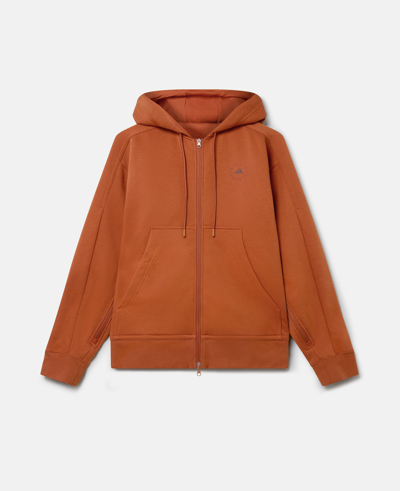 Stella Mccartney Logo Oversized Zip Hoodie In Dark Caramel