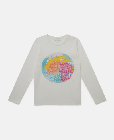 Stella Mccartney Kids' Logo-print Long-sleeve T-shirt In Cream