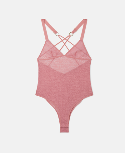 Stella Mccartney Monogram Mesh Bodysuit In Blush Pink