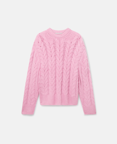 Stella Mccartney Cable-knit Long-sleeve Jumper In Camellia Pink