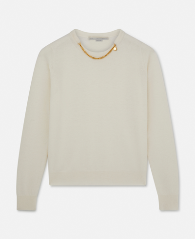 Stella Mccartney Falabella Chain Crew Neck Jumper In Cream