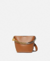 Stella Mccartney Frayme Studded Two-tone Vegan Leather Bucket Bag In Pecan