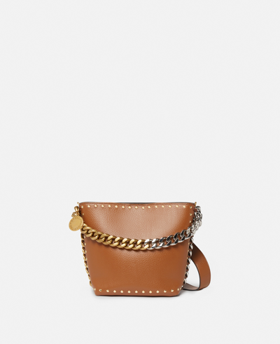 Stella Mccartney Frayme Studded Grainy Alter Mat Bucket Bag In Brown