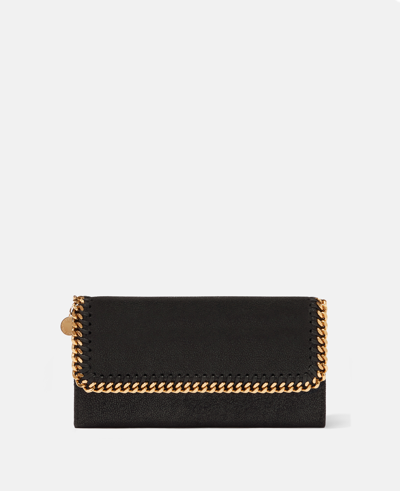 Stella Mccartney Falabella Flap Continental Wallet In Black