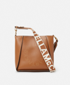 Stella Mccartney Logo Studded Grainy Alter Mat Shoulder Bag In Pecan