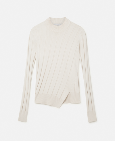 Stella Mccartney Asymmetric-hem Knit Jumper In Cream