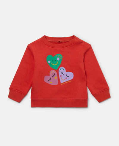 Stella Mccartney Kids' Smiling Heart Motif Sweatshirt In Red