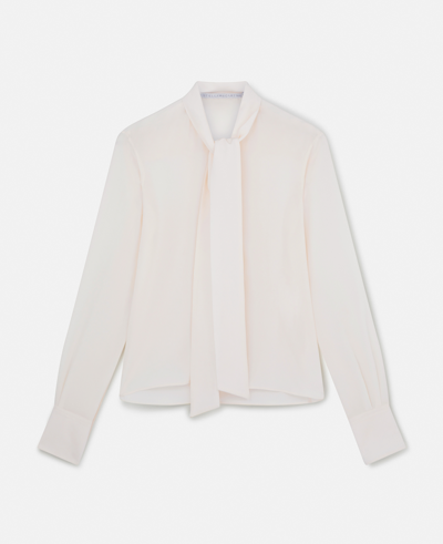 Stella Mccartney Silk Crêpe De Chine Pussybow Shirt In Cream