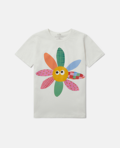Stella Mccartney Kids Girls Ivory Cotton Flower T-shirt In Cream